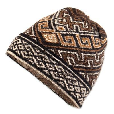 Inca Waves,'Soft 100% Baby Alpaca Hat with Traditional Inca Pattern'