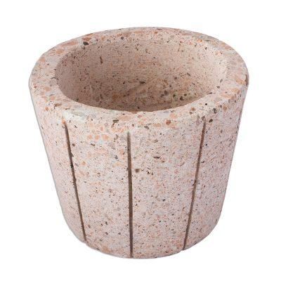 Verdant Container,'Striped Pattern Reclaimed Stone Flower Pot from Mexico'