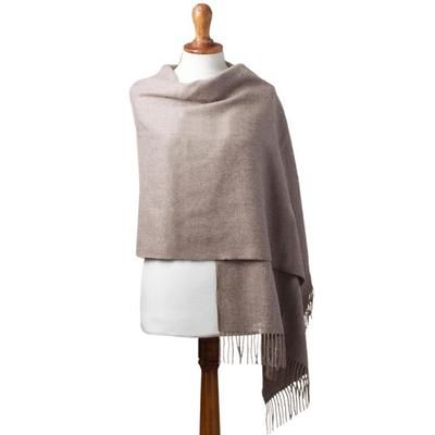 Simple Beauty in Taupe,'100% Baby Alpaca Shawl in Solid Taupe from Peru'