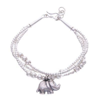 Little Karen Elephant,'Thai Karen Hill Tribe Silver Elephant Bracelet'