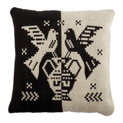 'Two-Tone Cotton Blend Bird Cushion Cover Hand-Woven in Peru'