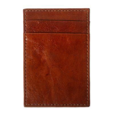 Travel Smart in Brown,'Slender Brown Leather Card Holder Wallet'