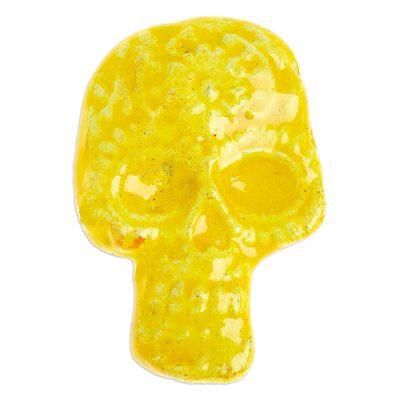 Skull in Yellow,'Yellow Day of the Dead Skull Ceramic Magnet from Mexico'