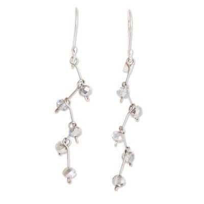 Crystal Sparkle,'Crystal Bead Dangle Earrings With Sterling Silver Hooks'