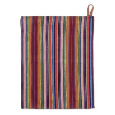 'Colorful Striped Cotton Dish Towel Hand-Woven in Guatemala'