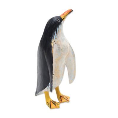 Friendly Penguin,'Hand Crafted Jempinis Wood Penguin Statuette'