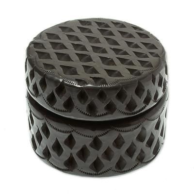 Round Trellis,'Handmade Barro Negro Decorative Box'
