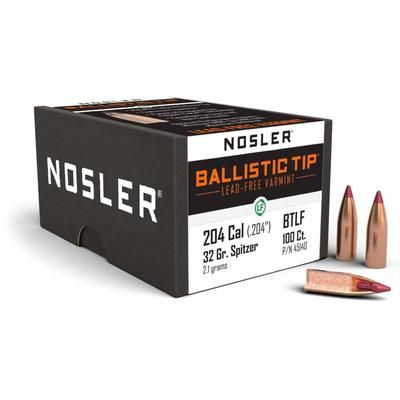 Nosler Ballistic Tip Lead Free Varmint Rifle Bullet .20 Caliber 32gr 100ct 45140