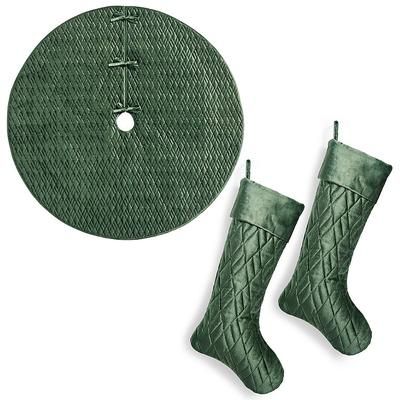 Marquette Fern Green Tree Skirt & Stocking Set - Frontgate - Christmas Decorations