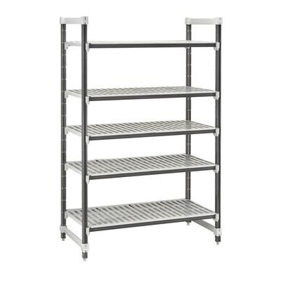 Cambro EXU243672V5480 36" NSF 5-Tier Polymer Shelf Kit - Camshelving Elements XTRA, 24"W, 72"H, Gray