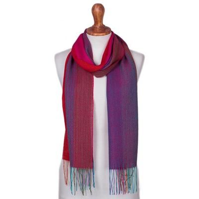 Color Play,'Baby Alpaca Blend Multicolored Striped Scarf from Peru'
