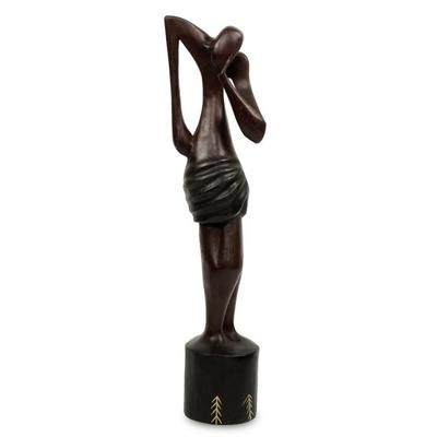 Wood sculpture, 'Problems of the World' - Abstract Wood Sculpture