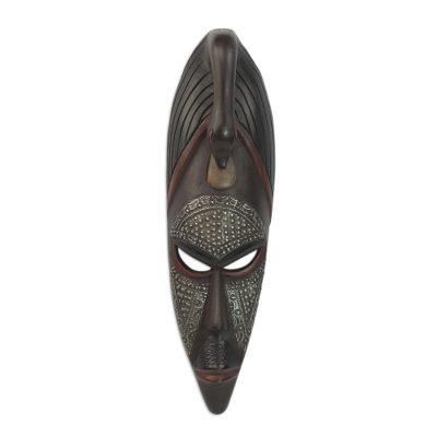 Akan wood mask, 'Good Advice' - Handmade Wood Mask