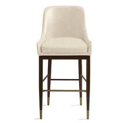 Lyndon Low Back Swivel Bar & Counter Stool - Bar Height (29-1/4"H Seat), Heritage Brown, Leather, Heritage Brown/Marbled Bone/Bar Height - Grandin Road