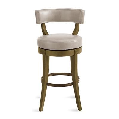 Aiken Low Back Swivel Bar & Counter Stool - Bar Height (30" H Seat), Harvest, Bonded Leather, Harvest/Marbled Dove Gray/Bar Height - Grandin Road