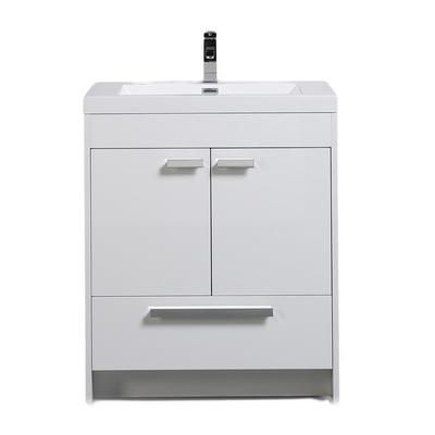 Eviva Lugano 30 inch White Modern Bathroom Vanity with White Integrated Acrylic Top - Eviva EVVN750-8-30WH