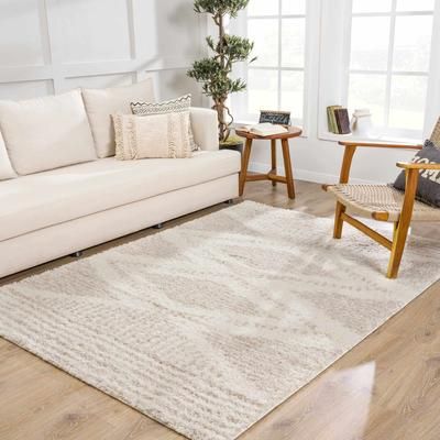 Galaxy Shag 7'10" x 10'3" Light Beige/Cream Area Rug - Hauteloom