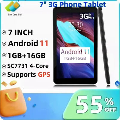 Support GPS RAM 1GB DDR3+16GB 7 INCH 717QW Android 11 3G Phone Tablet For Kids 2* SIM Card 1024x600 IPS WIFI SC7731 Quad-Core