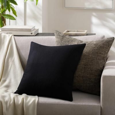 Meabh 20" Square Modern Wool Black Throw Pillow - Boutique Rugs