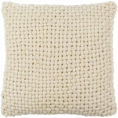 Lotem 20" Square Cottage Wool Ivory Throw Pillow - Boutique Rugs