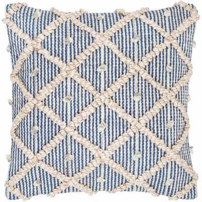 Lindy 20" Square Cottage Off White/Pearl/Beetle Blue/Light Gray/Metallic Silver/Brick Red/Ivory/Blue Outdoor Throw Pillow - Boutique Rugs