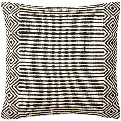 Jonas 20" Square Cotton Ivory/Black Throw Pillow - Boutique Rugs