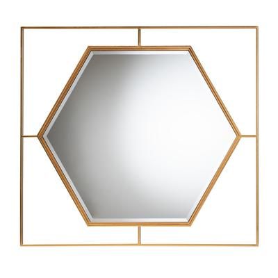 Gates Modern Glam And Luxe Antique Goldleaf Metal Accent Wall Mirror by Baxton Studio in Gold