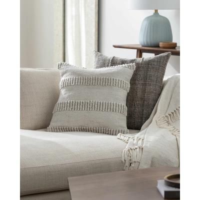 Lilia 20" Square Modern Light Silver/Off White/Ash Outdoor Throw Pillow - Boutique Rugs