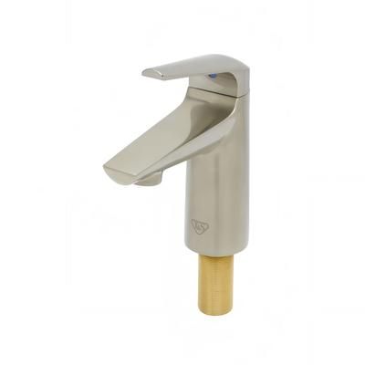 T&S BP-2704-BN Deck Mount Lavatory Faucet w/ 4 1/8" Spout & 0.5 gpm Spray Outlet - Single Hole, Brushed Nickel, Stainless Steel