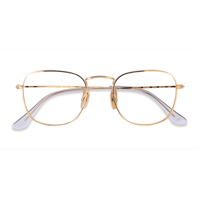 Unisex s square Gold Titanium Prescription eyeglasses - Eyebuydirect s Ray-Ban RB8157V Frank