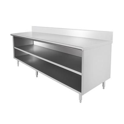 Advance Tabco EK-SS-367M 84" Dish Cabinet w/ Open Base & Midshelf, 5" Backsplash, 36"D, Stainless Steel