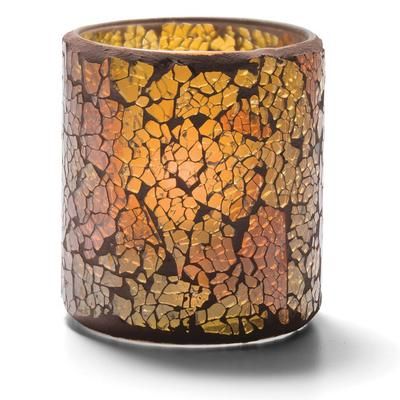 Hollowick 6351G Crackle Votive Lamp For HD8, HD12 Or HD15, Gold Frosted Glass, Multi-Colored