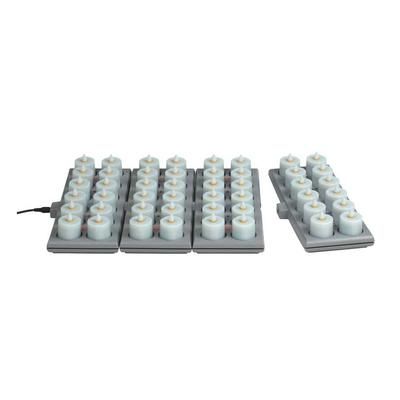 Hollowick HFRP48-CL 1 1/2" Round LED Flameless Votive Candles Set w/ Charging Tray - 2 3/10" H, Candlelight Flame