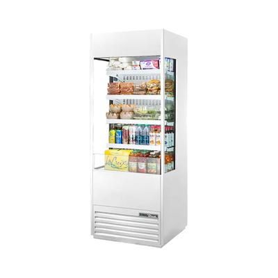 True TOAM-30GS-HC~NSL01 WHT 30" Vertical Open Air Cooler w/ (5) Levels, White, 115v, LED Lighting, Black | True Refrigeration