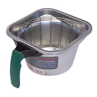 Fetco B001110G1 Iced Tea Brew Basket w/ Green Handle - 16" x 6", Stainless Steel