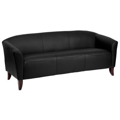 Flash Furniture 111-3-BK-GG 72 3/4" Reception Sofa w/ Black LeatherSoft Upholstery - Cherry Wood Feet