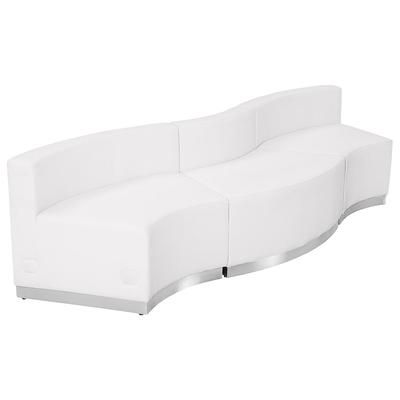Flash Furniture ZB-803-720-SET-WH-GG 3 Piece Modular Reception Sofa Set - LeatherSoft Upholstery, White
