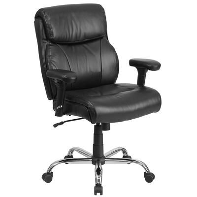 Flash Furniture GO-2031-LEA-GG Swivel Big & Tall Office Chair w/ Mid Back - Black LeatherSoft Upholstery