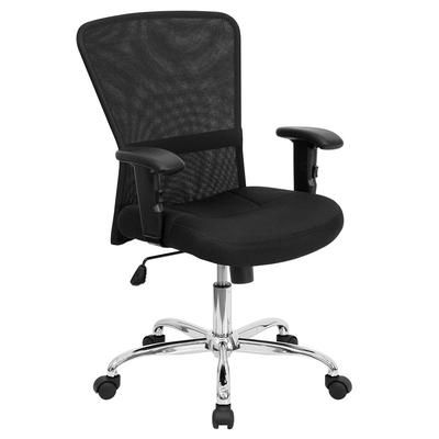 Flash Furniture GO-5307B-GG Swivel Office Chair w/ Mid Back - Black Mesh Back & Seat