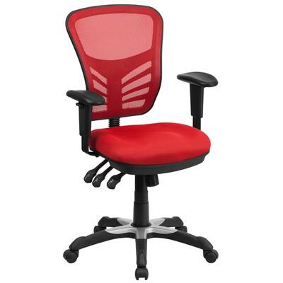 Flash Furniture HL-0001-RED-GG Swivel Office Chair w/ Mid Back - Red Mesh Back & Seat
