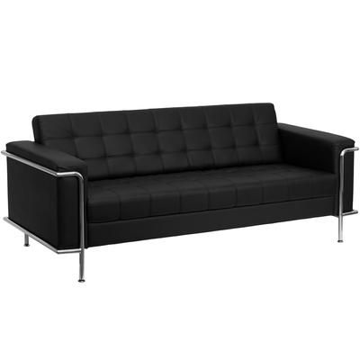 Flash Furniture ZB-LESLEY-8090-SOFA-BK-GG 81" Sofa w/ Black LeatherSoft Upholstery - Stainless Steel Legs