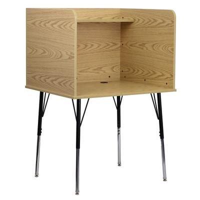 Flash Furniture MT-M6221-SGLSC-OAK-GG Stand Alone Study Carrel w/ Upper Shelf - Oak Laminate Surface, Brown