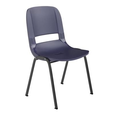 Flash Furniture RUT-16-PDR-NAVY-GG Stacking Student Shell Chair - Navy Plastic Seat, Black Metal, Blue