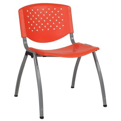 Flash Furniture RUT-F01A-OR-GG Stacking Chair w/ Orange Plastic Seat & Titanium Metal Frame