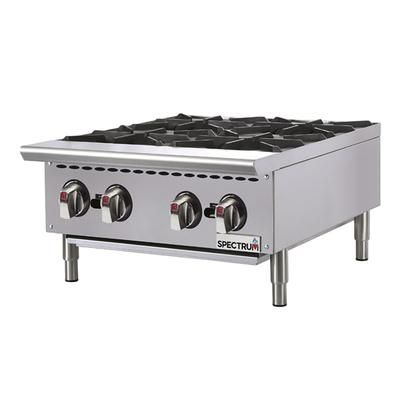 Winco NGHP-4 24" Gas Hotplate w/ 4 Burners & Manual Controls, Convertible, Stainless Steel, Gas Type: LP