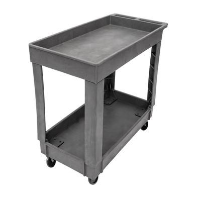 Lakeside 2521 2 Level Plastic Utility Cart w/ 500 lb Capacity - Raised Ledges, Gray