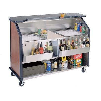 Lakeside 886 RMAP 63 1/2" Portable Bar w/ (2) 40 lb Ice Bin, Speed Rail, Red Maple, Two Insulated Ice Bins