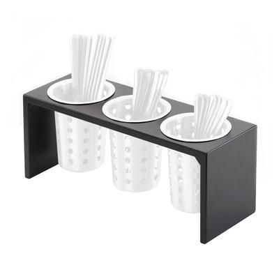 Cal-Mil 1425-3-96 3 Compartment Flatware Cylinder Holder - 16"L x 5 1/2"W x 6"H, Wood, Black, Midnight Bamboo