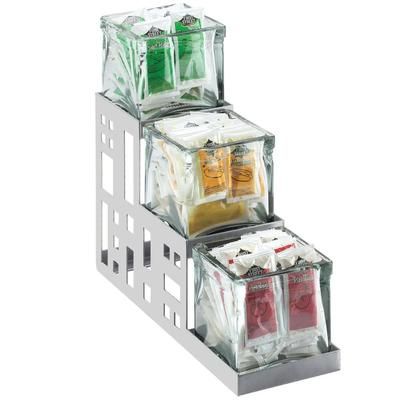 Cal-Mil 1604-55 Rectangular 3 Compartment Condiment Jar Display - Clear/Silver