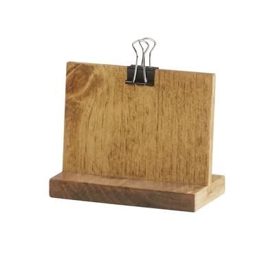 Cal-Mil 2036-32-99 Tabletop Clipboard Menu Card Holder - 4"W x 3 1/4"H, Pine Wood, Brown